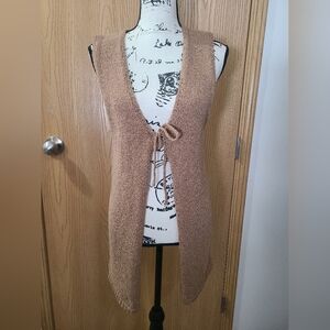 Be Cool Brown Y2k Style Grannycore Knit Sweater Tie Cardigan Vest